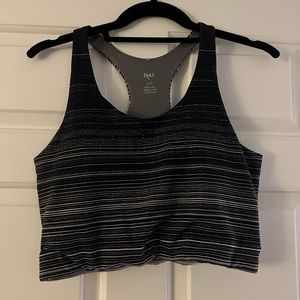 Ryu black & gray striped sports bra